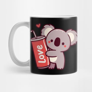 Cute koala holding a soda can and drinking a cola, koala bear art with a heart, koala lover Mug